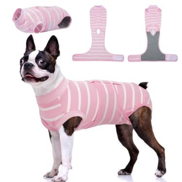 Imagem de Kuoser Traje de recuperação para cães após a cirurgia, terno macio para cirurgia para cães, feminino, antilambida, macacão de coleira eletrônica e alternativa de cone, camisa de recuperação cirúrgica