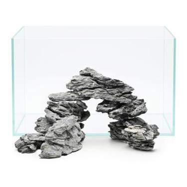 Imagem de Kecilke Pedra de dragão natural para aquário, 9 kg, 7 a 25 cm, decoração de rocha de ardósia para tanques de camarão de água doce (4,5 kg, pedra Seiryu)