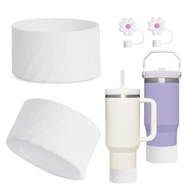 Imagem de Beekfect 2 peças de bota de silicone para Stanley Quencher copo de 1,2 l 850 g com alça e Quencher IceFlow 590 ml, tampa de garrafa de água para Stanley com 2 peças de acessórios de tampa de palha -