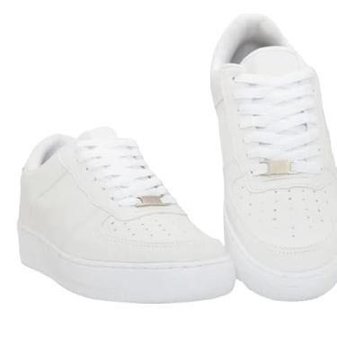 Imagem de Genérico Tênis Casual Unissex Air Force, Branco, Cano Baixo, Cadarço, Sola de Borracha, Tecido, Estilo Casual, Adulto (BR, Adulto, Numérico, 42)