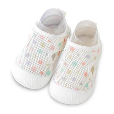 Imagem de Adigau Sapatos infantis para bebês primeiros passos sem cadarço macio sandálias de malha respirável bico largo sapatos de verão 6 a 36 meses, Bolinhas, 12-18 Months Toddler