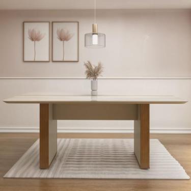 Imagem de Mesa de Jantar 6 Lugares Retangular 180cm Tampo Vidro/MDF Julia - Vald