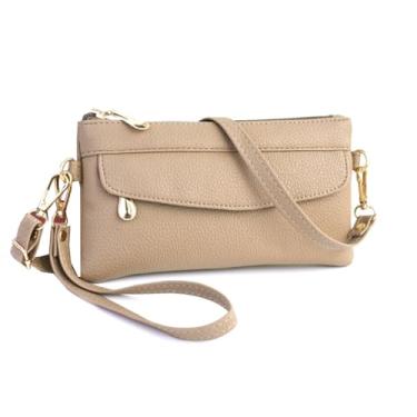 Imagem de Bolsas transversais pequenas para mulheres, carteira e porta-moedas, bolsa de pulso de poliuretano macio, Mocha, Small, Bolsa tiracolo feminina, bolsa de pulso