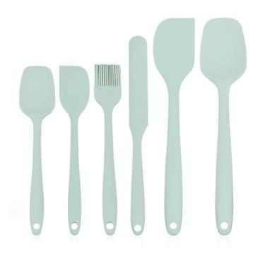 Imagem de Conjunto de espátulas de silicone resistente ao calor, espátula de borracha de grau alimentício - 6 peças - verde-petróleo