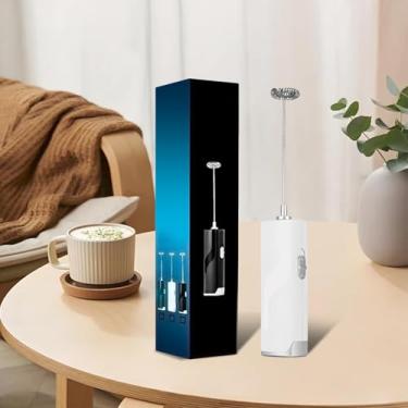 Imagem de Espumador de leite Hanheld, batedor elétrico de café, batedor de mão portátil, batedeira de bebida para cappuccino Matcha Lattes, presentes de cozinha - branco