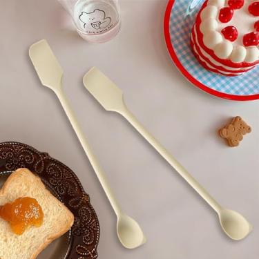 Imagem de Mini espátula de silicone - espátula de maquiagem - pacote com 2 espátulas pequenas de silicone - conjunto de espátulas finas para aberturas finas - raspador pequeno para jarra, garrafas de cozinha