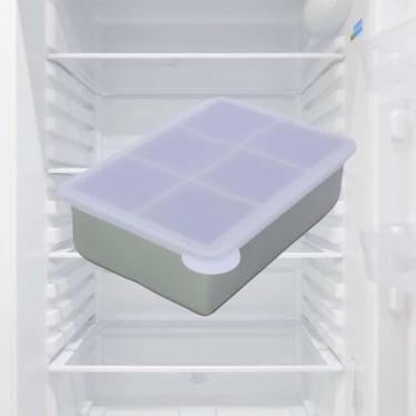 Imagem de Bandejas de silicone para cubos de gelo – moldes de tamanho grande com tampa removível à prova de vazamento quadrada para coquetéis, uísque, empilháveis