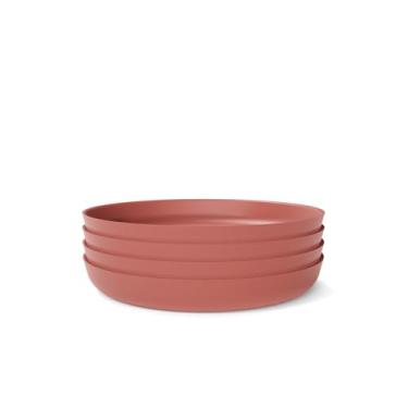 Imagem de EKOBO Conjunto de pratos infantis de bambu de 4 a 17 cm, terracota, com aros altos para maiores de 6 anos, duráveis, leves e seguros para lava-louças para refeições infantis em casa ou em movimento