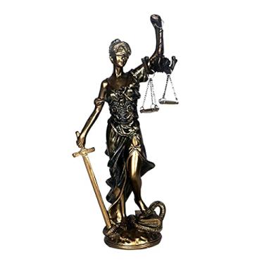 Imagem de Estátua de justiça de 31 cm em escala de justiça escultura de justiça cega estatueta de escritório de advocacia decoração para mesa estante sala de estar presente para amigos advogados que anseiam por