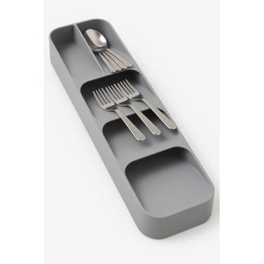 Imagem de Organizador de Talheres para Gaveta, Bandeja em Plástico Cinza com Compartimentos, 30cm, Porta Talheres para Cozinha