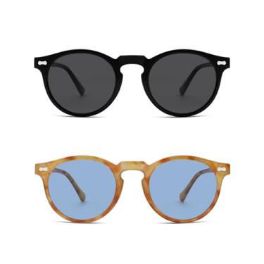 Imagem de Óculos de sol ovais femininos e masculinos, Preto/cinza + amarelo tartaruga/azul