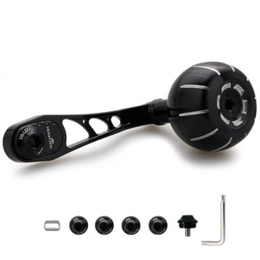 Imagem de HEIGHTEN Carretel de pesca de 65 mm/75 mm com botão de 38 mm para Shimano Daiwa Abu Garci Penn Kastking Lew's Baitcasting Reel Power Crank Acessório (preto e prata) (1188)