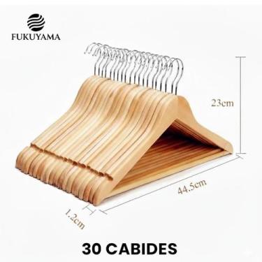 Imagem de Cabide de Madeira Premium Kit 30 Unidades FUKUYAMA - MADEIRA30, Cabide