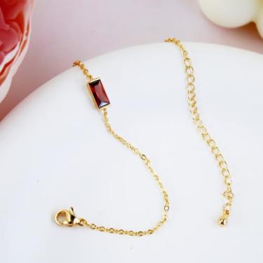 Imagem de Pulseira feminina de pedra do mês de nascimento com pingente de pedra do nascimento banhada a ouro 14 K, pulseira de corrente ajustável moderna, joias delicadas, presentes para mães e amigas, Medium