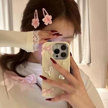 Imagem de 2 peças de mini grampos de cabelo rosa imortal tendência feminina adorável estilo doce clipe presentes de festa diária headwear, clipe de bico de pato 6 cm