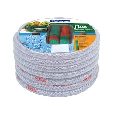 Imagem de Mangueira Tramontina Flex de 1/2" para Jardim com Engates Rápidos e Esguicho - 15m - Gelo