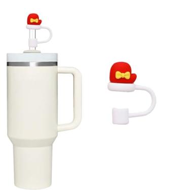 Imagem de Luvas de Natal Capa de palha para copo Stanley de 40 e 850 g, tampa de silicone de 10 mm para acessórios de copo Stanley, bonito topo de palha para copos, tampa de palha para tampas de ponta de