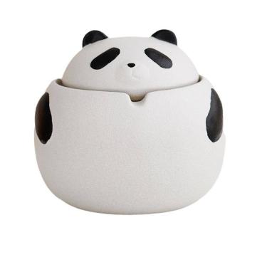 Imagem de Cinzeiro de cerâmica Panda com tampa Bandeja de cinzas fumegantes à prova de vento