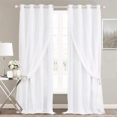 Imagem de Cortinas SOFJAGETQ Winter White Dupla Camada 132x160 cm