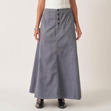 Imagem de Saia Jeans Pala E Botões Recortes Evase-Feminino