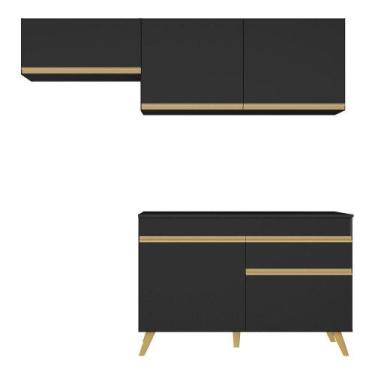 Imagem de Conjunto Lavanderia Multiuso Armário E Balcão Preto - MULTIMOVEIS