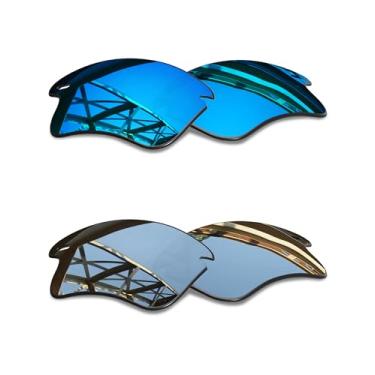 Imagem de SmartVLT Lentes de reposição masculinas para Oakley Fast Jacket XL OO9156 Óculos de sol - Mais opções, Ice Blue & Silver Titanium, One Size