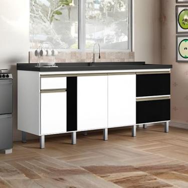 Imagem de Gabinete Cozinha 194cm Portas e Gavetas 100% Mdf Balcão Pia - Rainha d