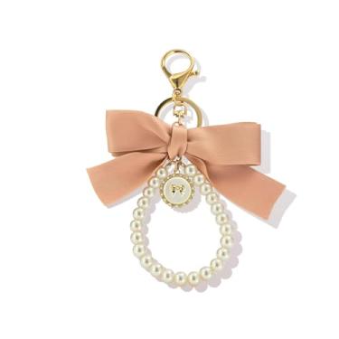 Imagem de Linda bolsa de flores, pingente de pérola, chaveiro com laço de coração, bolsa de mão fofa, berloque de Halloween, presentes de amizade para mulheres