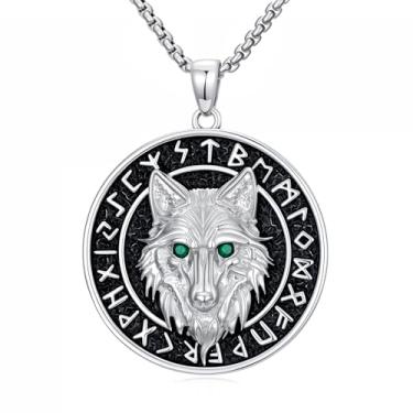 Imagem de IMZM Colar Viking masculino com pingente de lobo/árvore da vida/urso/valknut pirata navio valknut, joias nórdicas, presentes de Natal para marido, namorado, filho, avô, irmão, pai, Base, Sem Pedra