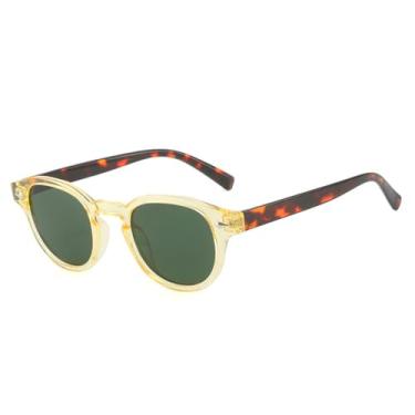 Imagem de Óculos de Sol Oval Masculino com Rebites, Lentes Transparentes com Degradê Oceano, Proteção UV400, Ideal para Esportes ao Ar Livre, Corrida e Ciclismo, Cor Amarelo Leopardo Verde
