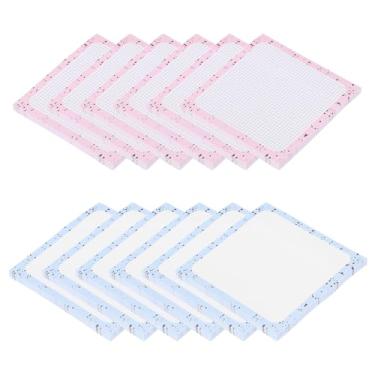 Imagem de PATIKIL Notas adesivas fofas, 7,5 x 7,5 cm, 12 blocos, 600 folhas, blocos autoadesivos post-its com linhas para sala de aula, escritório, suprimentos essenciais, azul creme/rosa creme