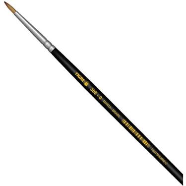 Imagem de Pincel Artesanal Redondo 308 N.00 Fino Vinho - Pacote com 12, Pinceis Tigre, 30800, Multicor