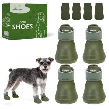 Imagem de EXPAWLORER Sapatos para cães pequenos, médios e grandes, botas de neve antiderrapantes à prova d'água para o inverno com meias, botas e protetores de patas fáceis de colocar e tirar, fácil de limpar