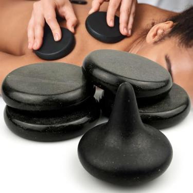 Imagem de DEFUNX Conjunto de 5 peças de massagem com pedras quentes redondas grandes de 8 cm e kit de massagem em forma de cogumelo para massagem nas costas, braços e pernas