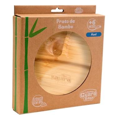 Imagem de Pratinho Bebê infantil de Bambu Divisórias e Ventosa sem Colher Turminha Guará Azul