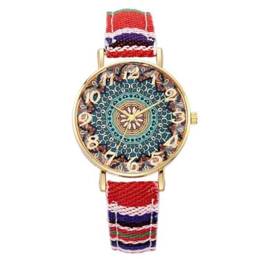 Imagem de sumayin Relógio feminino com alça tecida fashion com estampa de arco-íris relógios femininos boho hippie estilo casual maravilhoso presente feminino boêmio, 3