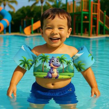 Imagem de Boia de Braço Colete Infantil para Nadar Praia Piscina Estampa Baby Di