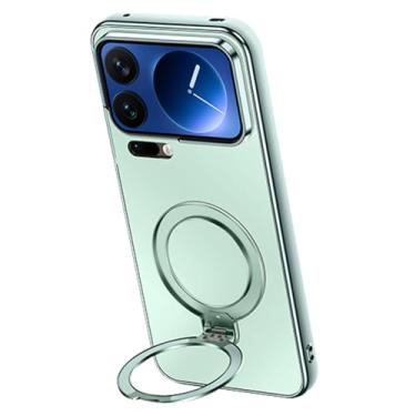 Imagem de LTLMYDAM Capa fosca para Xiaomi 17 Pro Max/17 Pro/17, anel magnético giratório, revestimento ultrafino, resistente a impactos, capa de policarbonato fixe, verde, 17