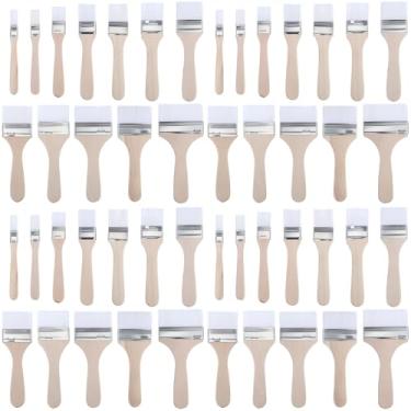 Imagem de Qinyoung Pacote com 48 pincéis de cerdas sintéticas, conjunto de pincéis de madeira para manchas, pincéis para tintas, manchas e vernizes