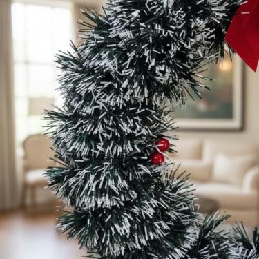 Imagem de Guirlanda De Natal Luxo Decorada Porta Natalina Verde Festão Laço Vermelho 25cm Natal Verde e Nevada(2 UNIDADES VARIADAS)