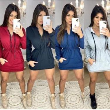 Imagem de Vestido Moletom Fashion - Fera Fashion, G, Azul