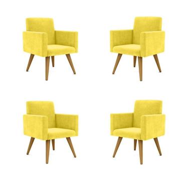 Imagem de Kit 04 Poltronas Decorativa Nina Recepção amarela