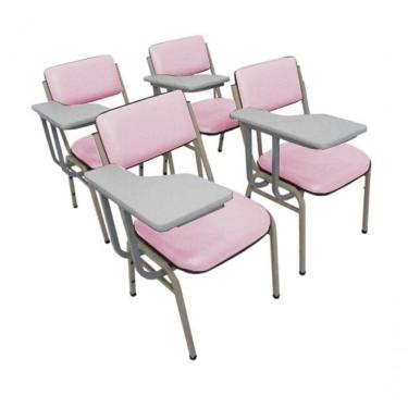 Imagem de Kit Com 4 Cadeiras Para Auditórios Linha Hotel Smart Rosa