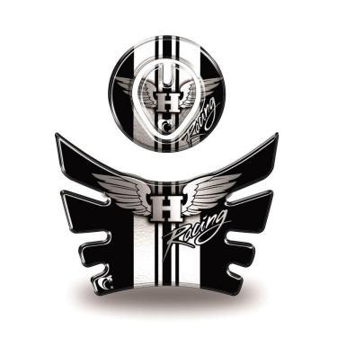 Imagem de Kit Adesivo Resinado Protetor Tanque E Bocal Moto Bros Asa Ano Até 2015 Branco E Preto