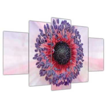 Imagem de Kit Placa Quadro Decorativo 5 Pçs 3d Borda Infinita Flor Roxa