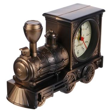 Imagem de iplusmile Despertador de trem retrô, estilo vintage, decorativo, relógio de mesa, modelo colecionável para escritório em casa, com artesanato resistente à ferrugem e design exclusivo