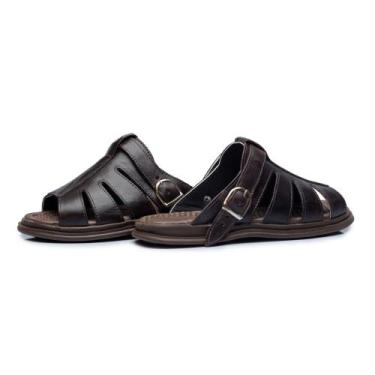 Imagem de Sandália Franciscana Masculina couro Marrom - Odair Shoes, Marrom, 41