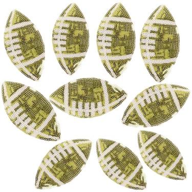 Imagem de Remendos decorativos de lantejoulas rugby bola jogo futebol futebol esportes futebol costurar emblemas bordados DIY camiseta chapéu mochila roupas apliques adesivo (laranja claro)