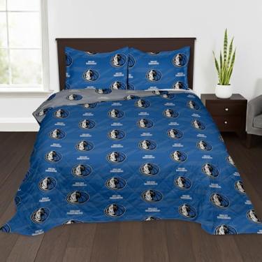 Imagem de NORTHWEST Cobertor acolchoado NBA Dallas Mavericks King com 2 fronhas, roupa de cama macia e aconchegante, todas as estações, 228 x 228 cm