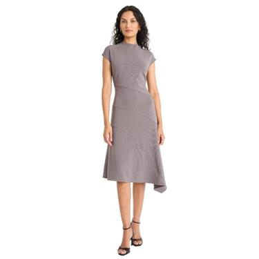Imagem de Maggy London Vestido feminino feminino gola redonda manga cavada bainha assimétrica - vestidos de festa coquetel, Vidro vulcânico, 34
